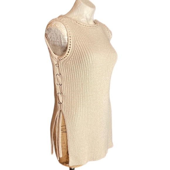 Cupcakes and Cashmere Women's cable Knit Tunic Sweater gromet details Vest S - Picture 1 of 10